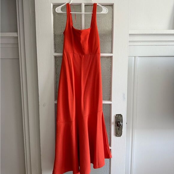 Anthropologie The Ariana Square-Neck Asymmetrical Ruffle-Hem Dress Magic Fabric - Picture 5 of 6